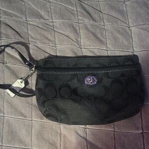 Coach Black Wristlet with Purple Accent
